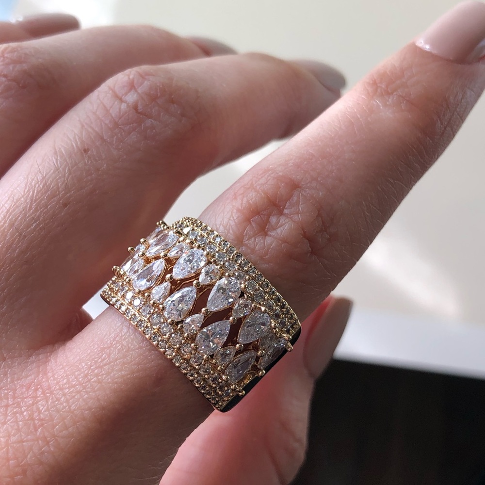 18K Gold Filled CZ Diamonds Ring - Picture 3 of 7
